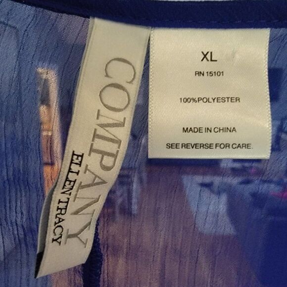 Ellen Tracy Women's Blue Loose Flowy Bathing Suit Cover Up Tunic wrap Size XL - Picture 7 of 15